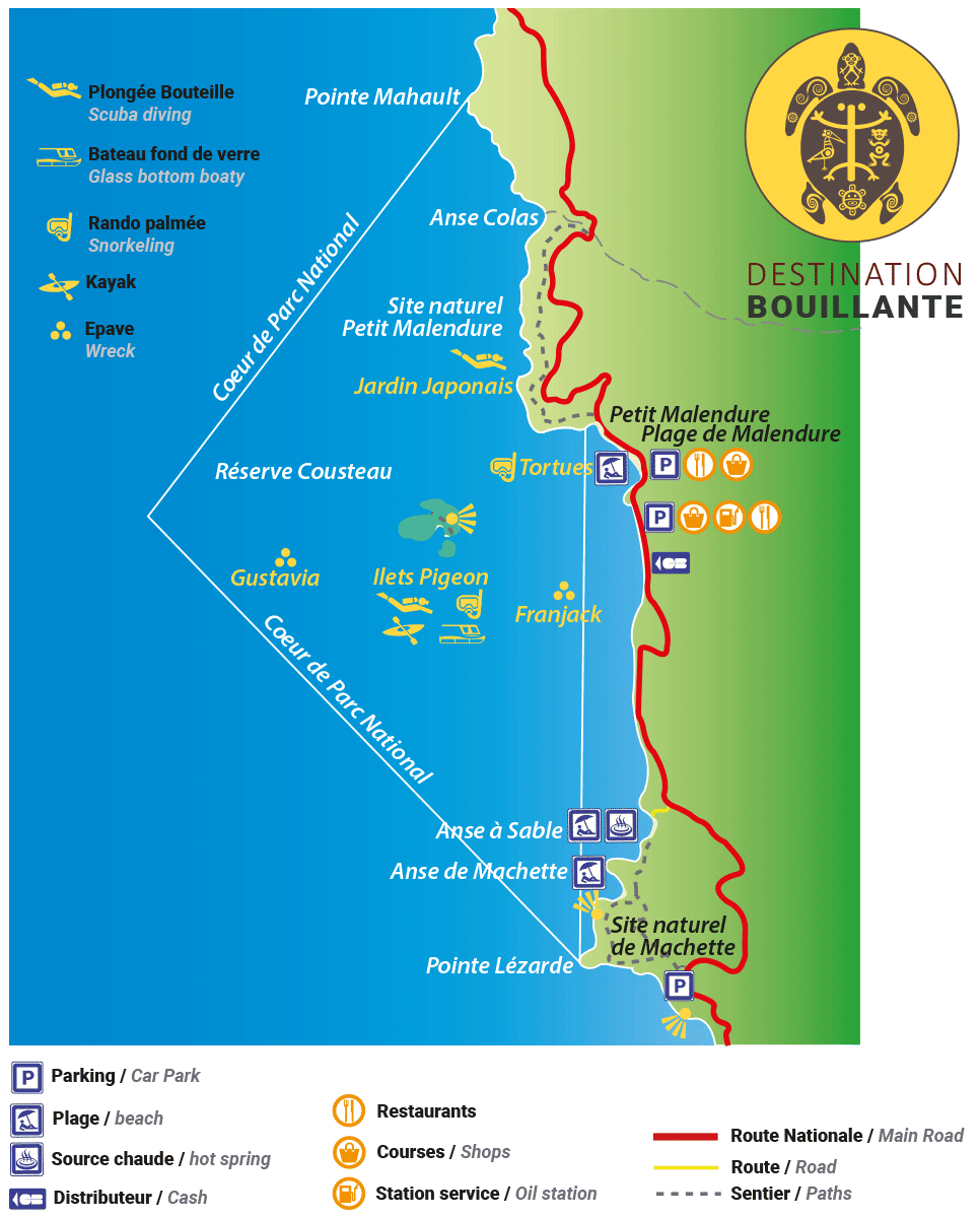carte géographique guadeloupe reserve cousteau