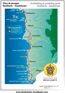 Carte des sites de plongée et snorkeling Bouillante